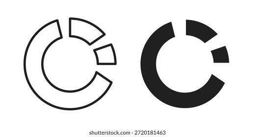 Icono de gráfico de donut en diseño de línea. Sencillo Vector de iconos