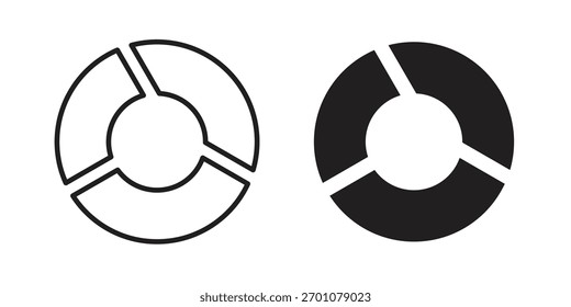 Donut chart icon outline concept symbol with editable stroke on white