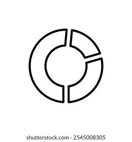 Donut chart icon Outline set in black and white color