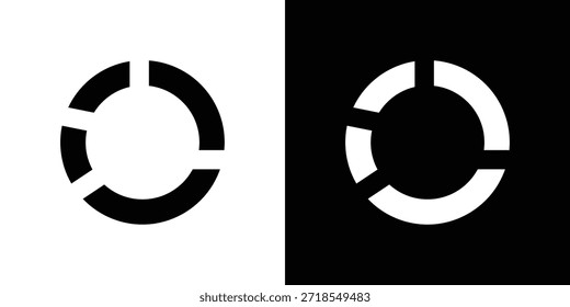 Ilustración vectorial de silueta de icono de gráfico de donut estilo plano aislado