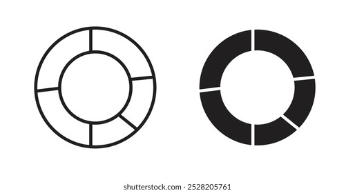 Donut chart icon in solid and stroke style.