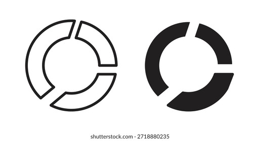 Ícones de gráfico de rosca definidos isolados na ilustração de vetor plano de fundo branco.
