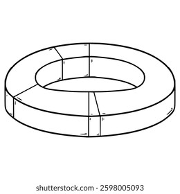 donut chart illustration hand drawn outline vector