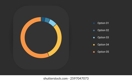 Donut Chart Infographic with 5 Sections on Black Background