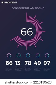 Donut chart on statistic presentation slide. Infographic page