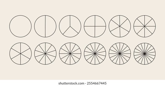 Donut charts increments, diagrams pie chart set circle icons for infographic. Circle section graph.Round loading bar. Graphic illustration for UI web design