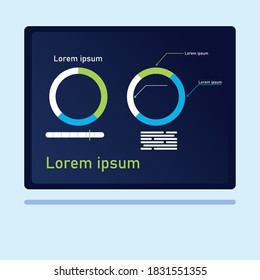 donut charts infographic design, Data information and analytics theme Vector illustration