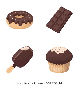 Donut with chocolate, biscuit.Chocolate desserts set collection icons in cartoon style vector symbol stock illustration web.