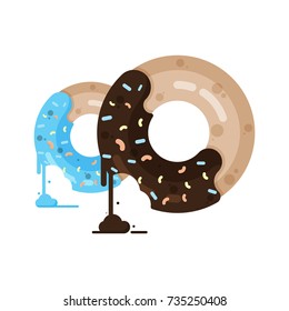 Donut chocolate and blue cream vector illustration design