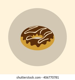 Donut in chocolate with caramel. Icon vector illustration. Icons for games.