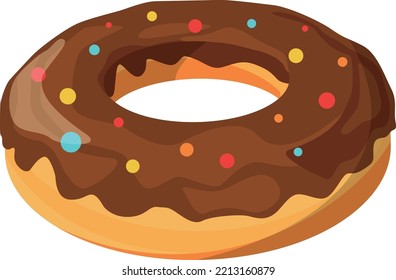 Donut with chocolate dripping. Sweet baked dessert icon