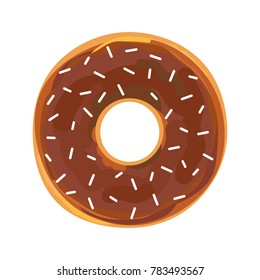 Donut with Chocolate Glaze Frosting Icon Vector Illustration Background
