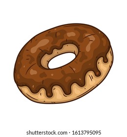 Donut with chocolate glaze. Donut with chocolate icing.