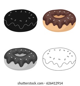 Donut with chocolate glaze icon in cartoon style isolated on white background. Chocolate desserts symbol stock vector illustration.