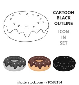 Donut with chocolate glaze icon in cartoon style isolated on white background. Chocolate desserts symbol stock vector illustration.