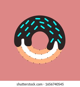 donut con guiso de chocolate. icono de donut, ilustración vectorial