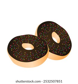 donut com esmalte de chocolate. ícone donut, ilustração vetorial em estilo plano