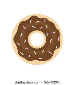 donut with chocolate glaze. donut icon, vector illustration