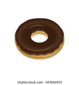 Donut in chocolate glaze on a white background