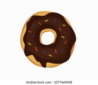 Donut with chocolate icing illustration. Vector object on white background