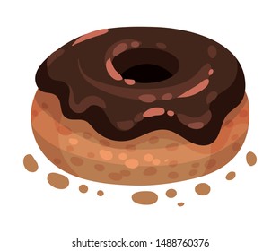 Donut with chocolate icing. Vector illustration on a white background.