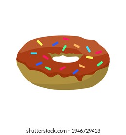 Donut with chocolate icing, vector illustration