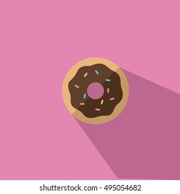 Donut With Chocolate Icing Vector illustration Flat Design