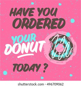 Donut with Chocolate. Pink Poster