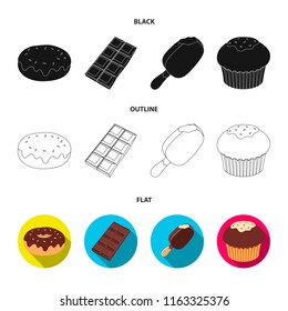 Donut with chocolate, zskimo, shokolpada tile, biscuit.Chocolate desserts set collection icons in cartoon style vector symbol stock illustration web.