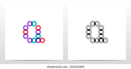 Diseño del logotipo de la carta de superposición del círculo del donut Q