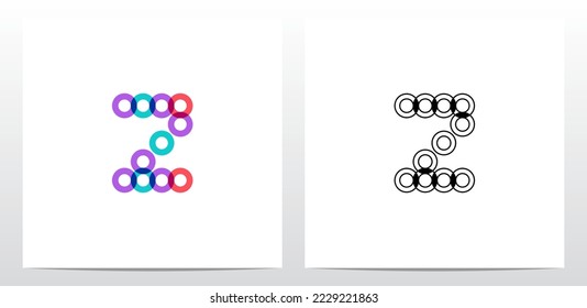 Diseño del logotipo de la carta de superposición del círculo del donut Z
