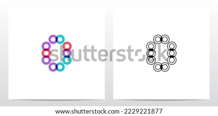 Donut Circle Overlay Letter Logo Design O Foto stock © 
