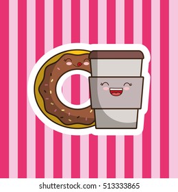 donut coffee cup cartoon