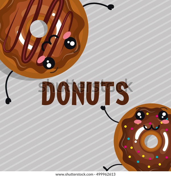 Donut Coffee Kawaii Cartoon Stock Vector Royalty Free 499962613 Shutterstock 0557