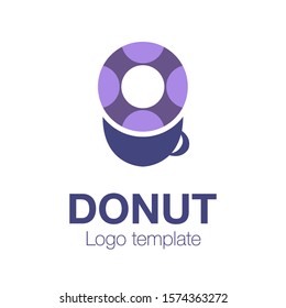 Donut and coffee logo vector Donuts shop logo. Cafe or bakery emblem. Logo Design for Fresh Bakery Products, Bread, Cake, Cupcake, Donut or Grocery Shop. Logo for cafes, restaurants.