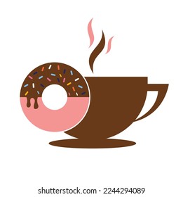 Donut and coffee logo vector. Donuts shop logo design.