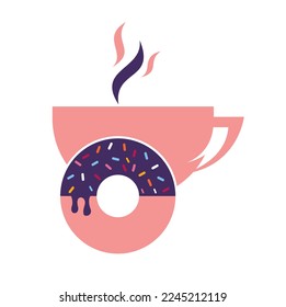 Donut and coffee logo vector. Donuts shop logo design.