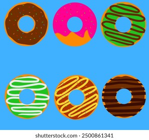 Donut collection flat art for vector image