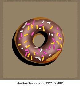 
Donut, Color Donuts On Color Background. Illustration Vector Drawing Cartoon