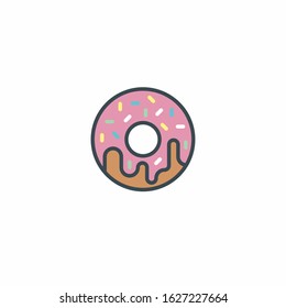 Donut color icon. Sweets vector illustration. Doughnut, fast food sign.