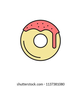 donut colored outline icon. Element of food icon for mobile concept and web apps. Thin line donut icon can be used for web and mobile on white background