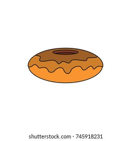 Donut colorful bakery product cartoon icon. Vector illustration of donut bakery product isolated on white background