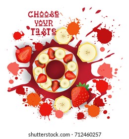 Donut Colorful Dessert Icon Choose Your Taste Cafe Poster Vector Illustration