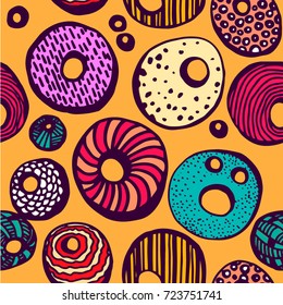 Donut colorful seamless pattern.