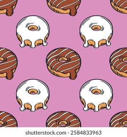 Donut colorful seamless pattern vector illustration.