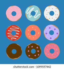 Donut colorful set vector illustration