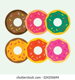 Donut colorfull flavor simple vector 