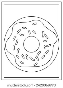 Donut coloring page designed in hand drawn vector 