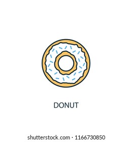 Donut concept 2 colored line icon. Simple yellow and blue element illustration. Donut concept outline symbol design from USA set