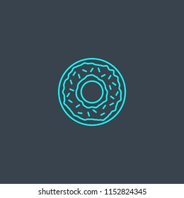 Donut concept blue line icon. Simple thin element on dark background. Donut concept outline symbol design from USA set. Can be used for web and mobile UI/UX